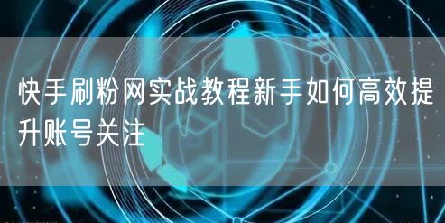 快手刷粉网实战教程新手如何高效提升账号关注